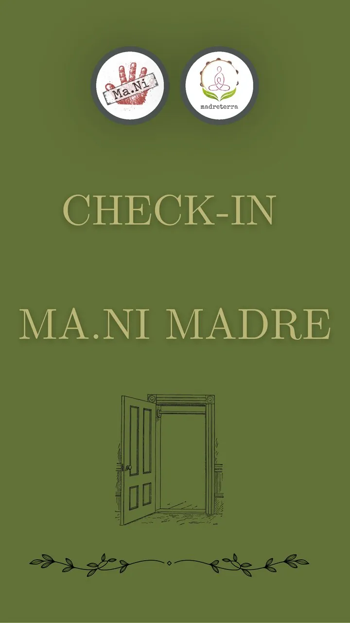 Check-in Ma.Ni Madre video cover with the Ma.Ni and Madreterra logos and an open-door illustration