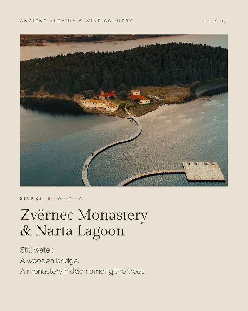 Social carousel slide: Zvërnec Monastery & Narta Lagoon