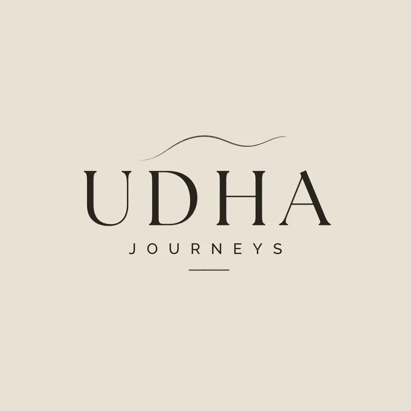UDHA Journeys primary wordmark, Earth on Limestone
